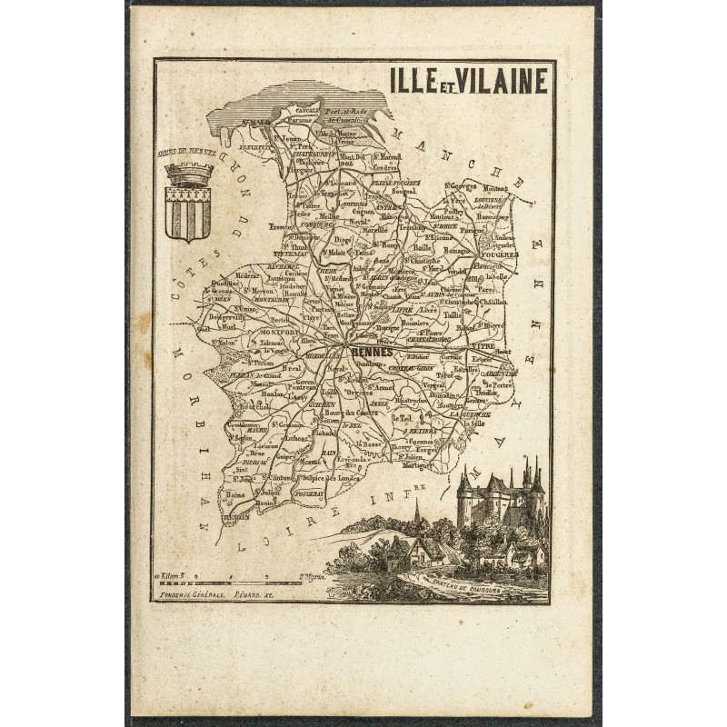 Gravure de 1865 - Ille-et-Vilaine et Indre - 1