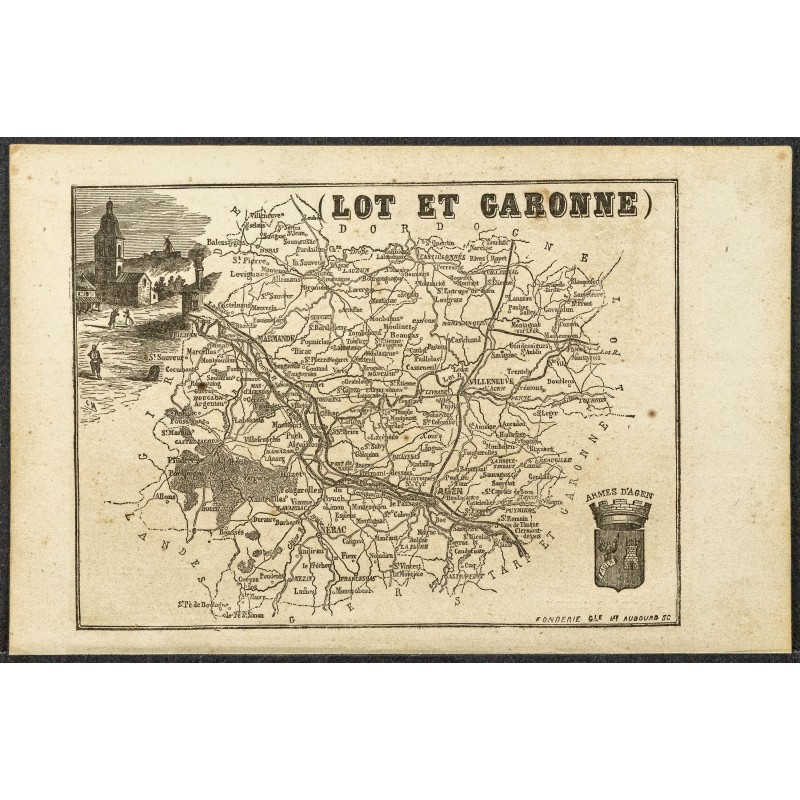 Gravure de 1865 - Lot-et-Garonne et Lozère - 1