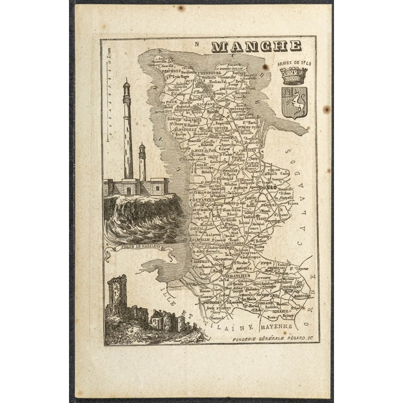 Gravure de 1865 - Manche et Maine et Loire - 1