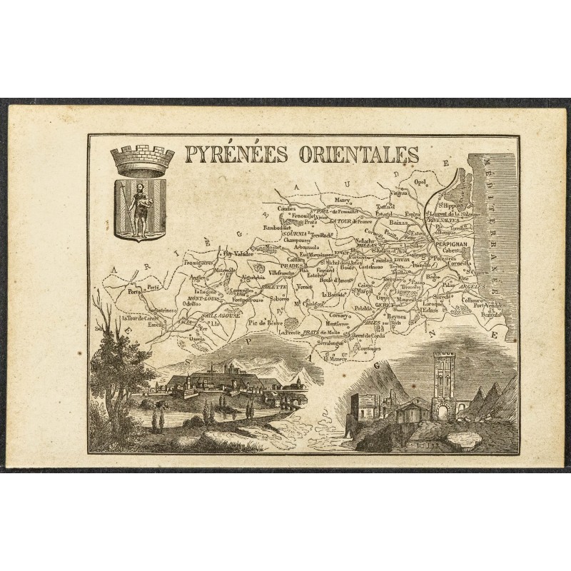 Gravure de 1865 - Pyrénées orientales et Hautes Pyrénées - 1