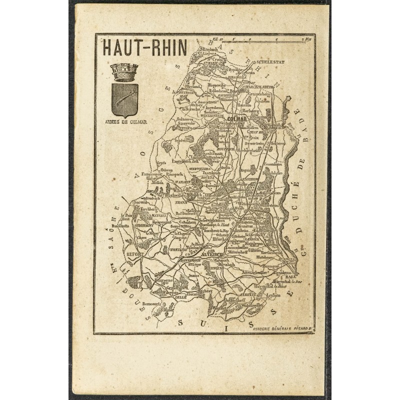 Gravure de 1865 - Bas Rhin et Haut Rhin - 1