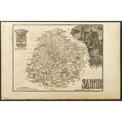 Gravure de 1865 - Saône-et-Loire et Sarthe - 2