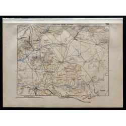 Gravure de 1880 - Carte des positions militaires de Laon & La Fère - 1