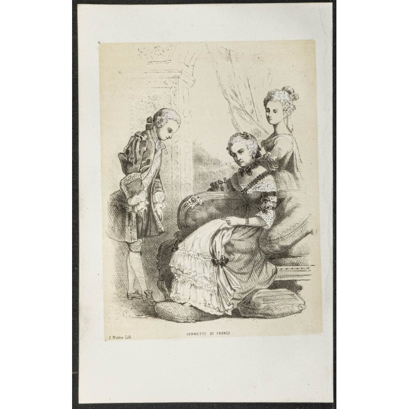 Gravure de 1850ca - Portrait de Henriette de France - 1