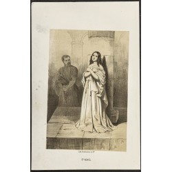 Gravure de 1850ca - Agnès de Rome ou Sainte Agnès - 1