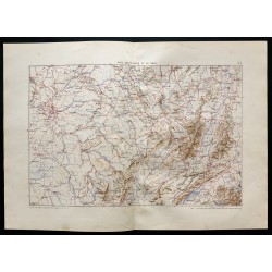 Gravure de 1880 - Carte du pays entre Paris et le Rhin - 1
