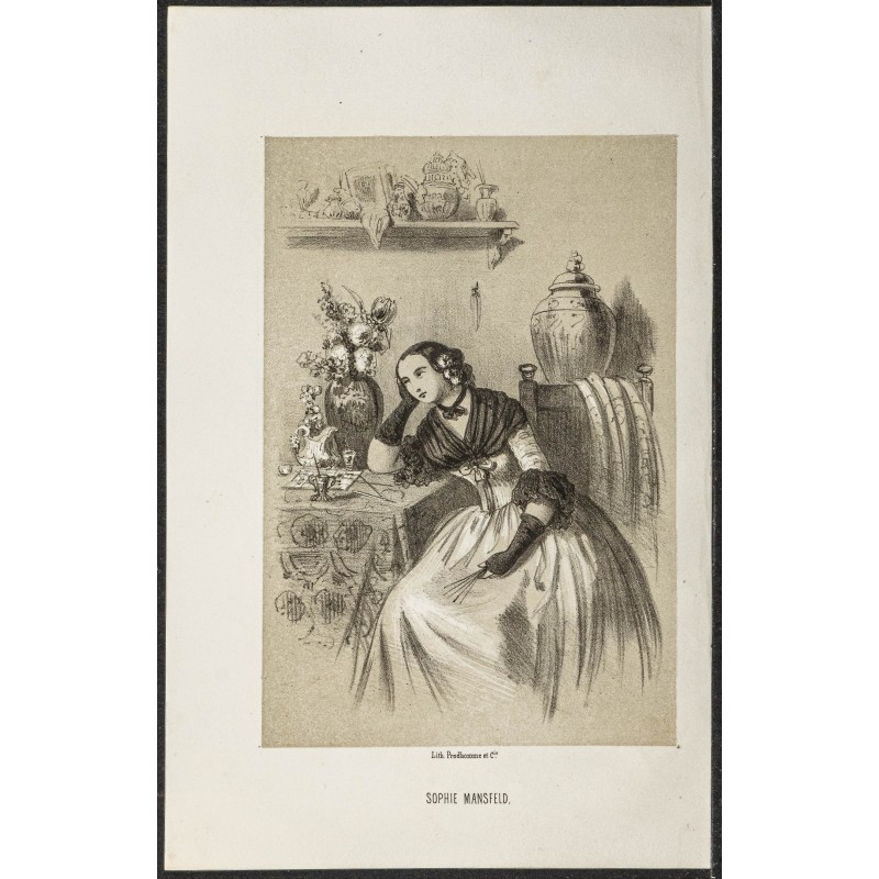 Gravure de 1850ca - Portrait de Sophie Mansfeld - 1