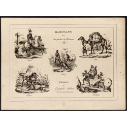 Gravure de 1840ca - Habitants du monde - 1