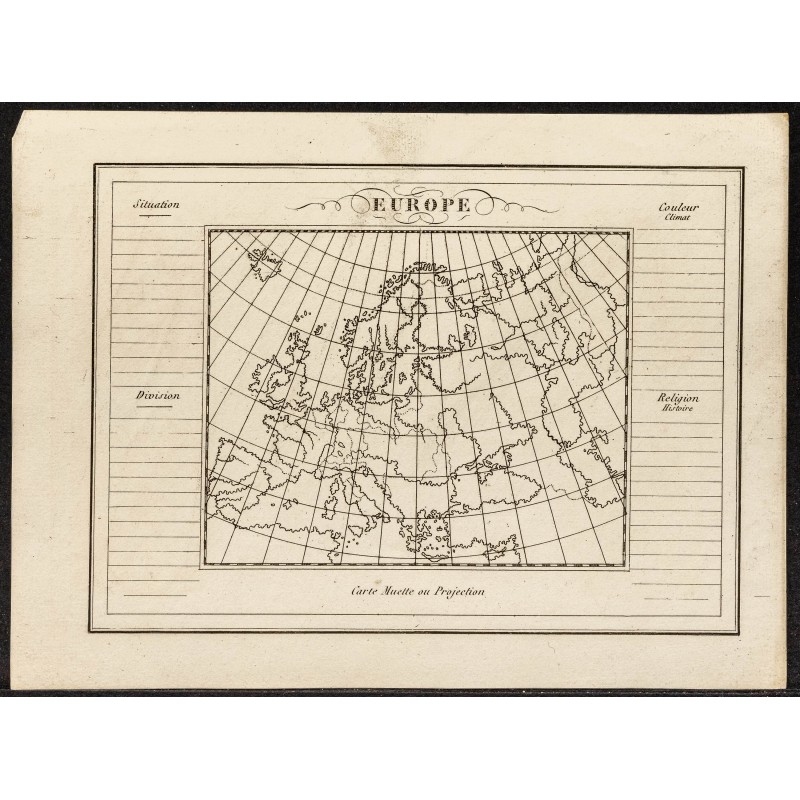 Gravure de 1840ca - Carte muette de l'Europe - 1