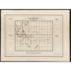 Gravure de 1840ca - Carte muette de l'Océanie - 1