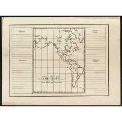 Gravure de 1840ca - Carte muette de l'Amérique - 1