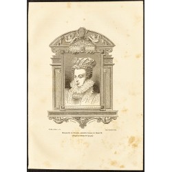 Gravure de 1882 - Portrait de Marguerite de France - 1
