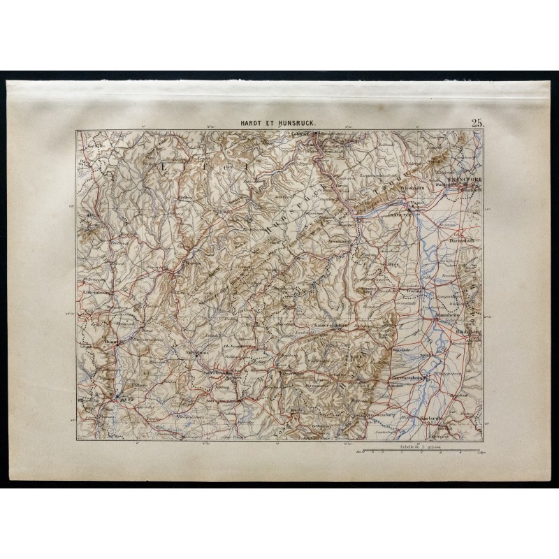 Gravure de 1880 - Carte de Hardt & Hunsruck - 1