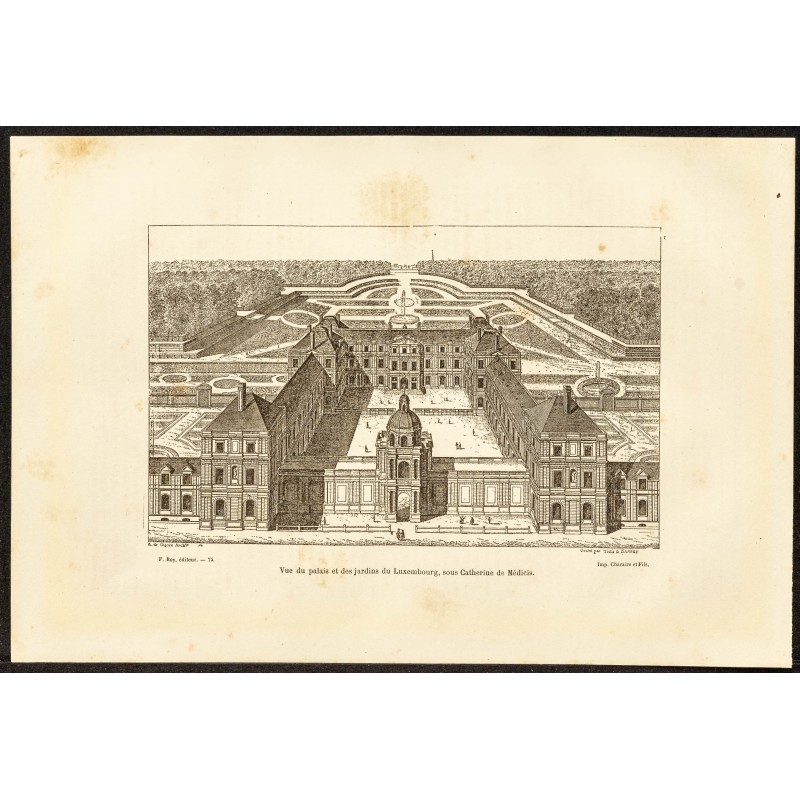 Gravure de 1882 - Palais et jardins du Luxembourg - 1