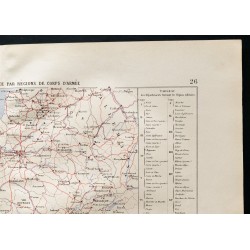 Gravure de 1880 - Carte militaire de la France par région de corps d'armée - 3