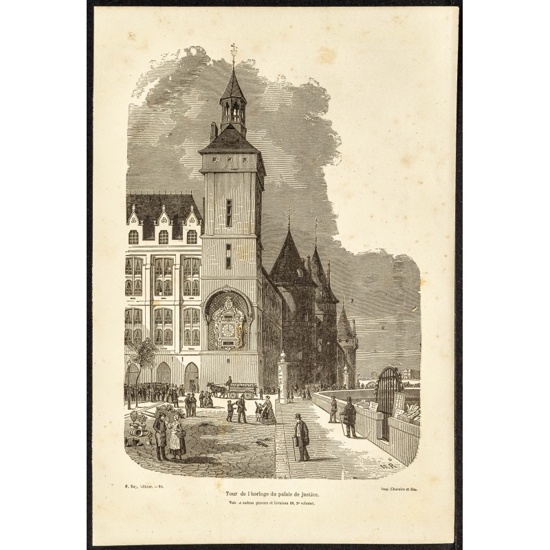 Gravure de 1882 - Tour de l'horloge du palais de la Cité - 1