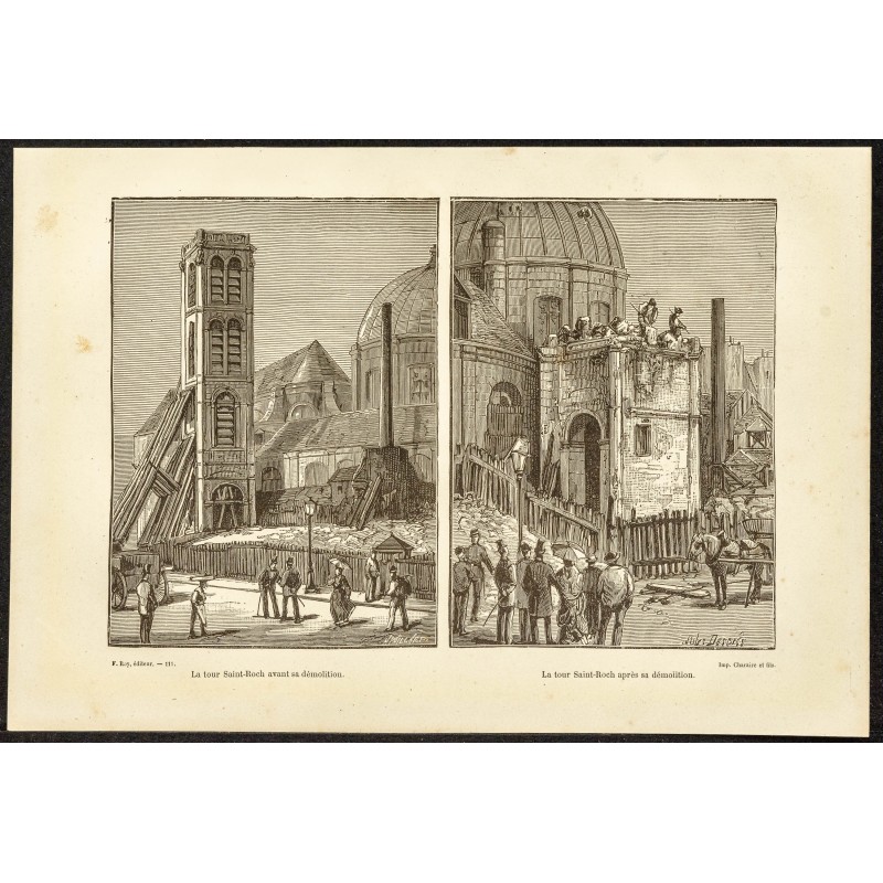 Gravure de 1882 - Tour de l'Église Saint-Roch - 1
