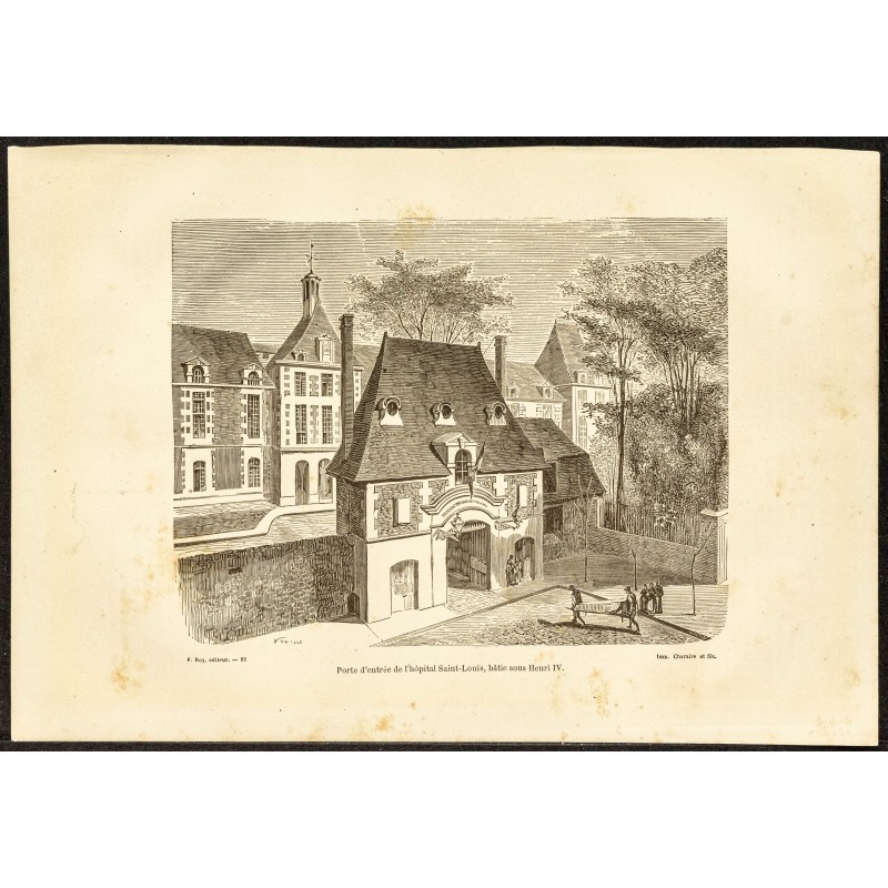 Gravure de 1882 - Porte d'entrée de l'hôpital Saint-Louis - 1