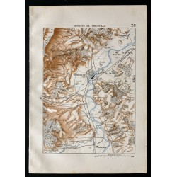 Gravure de 1880 - Carte des environs de Thionville - 1
