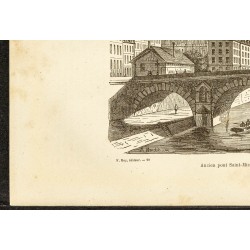 Gravure de 1882 - Ancien pont Saint-Michel à Paris - 4