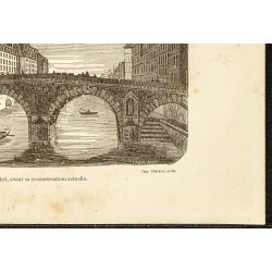 Gravure de 1882 - Ancien pont Saint-Michel à Paris - 5