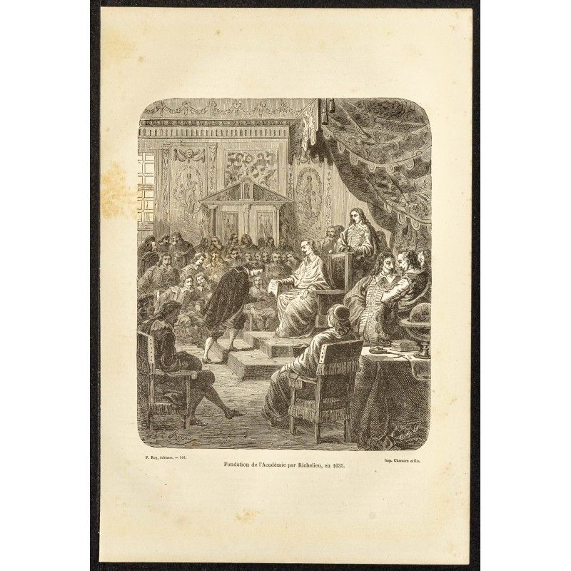 Gravure de 1882 - Création de l'Académie française - 1