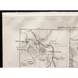 Gravure de 1880 - 3 Cartes de Sarrelouis, Bitche et Neuf-Brisach - 2