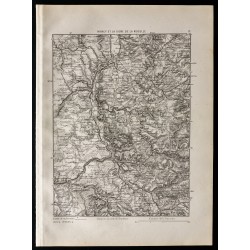 Gravure de 1880 - Carte de Nancy et de la ligne de Moselle - 1