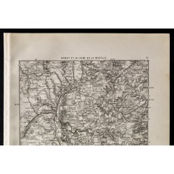 Gravure de 1880 - Carte de Nancy et de la ligne de Moselle - 2