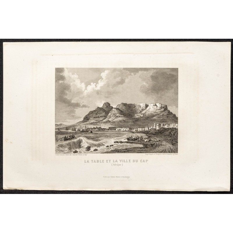 Gravure de 1862 - Le Cap et montagne de la Table - 1