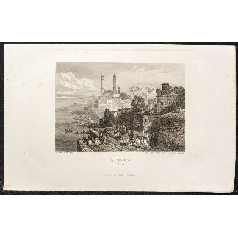 Gravure de 1862 - Varanasi ou Bénarès - 1