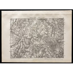 Gravure de 1880 - Carte de la trouée entre Épinal et Toul - 1
