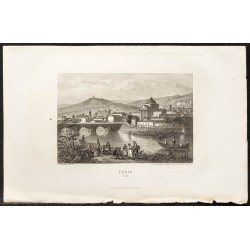 Gravure de 1862 - Turin en Italie - 1