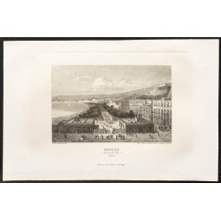 Gravure de 1862 - Naples vue du jardin royal - 1