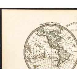 Gravure de 1873 - Mappemonde en deux hémisphères - 2
