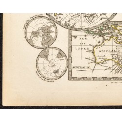 Gravure de 1873 - Mappemonde en deux hémisphères - 4