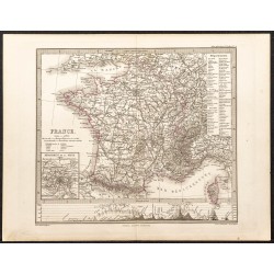 Gravure de 1873 - Carte de la France - 1