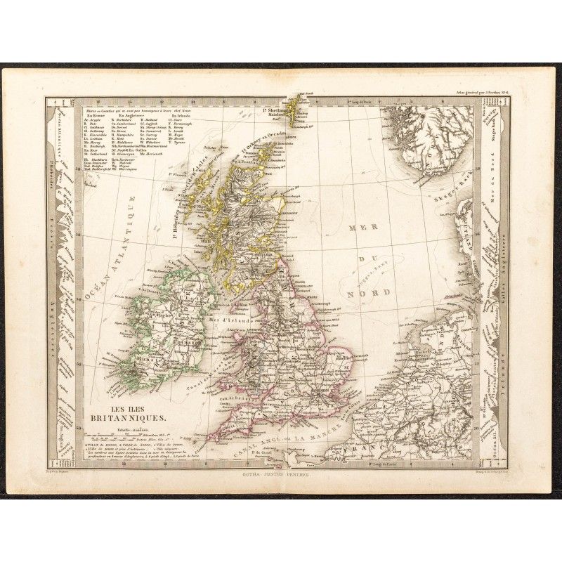 Gravure de 1873 - Carte des Îles Britanniques - 1