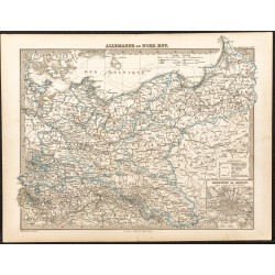 Gravure de 1873 - Carte de l'Allemagne du Nord-Ouest - 1
