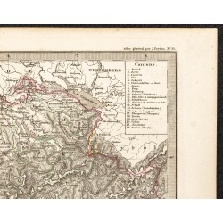 Gravure de 1873 - Carte de la Suisse - 3