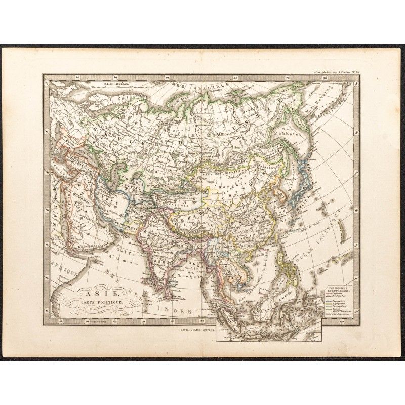 Gravure de 1873 - Carte politique de l'Asie - 1