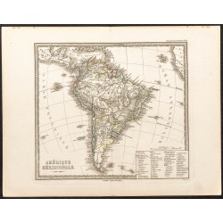 Gravure de 1873 - Carte de l'Amérique du sud - 1
