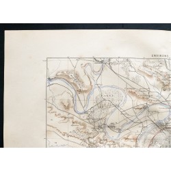 Gravure de 1880 - Carte des environs de Paris - 2