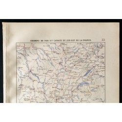 Gravure de 1880 - Carte des chemins de fer et canaux du SE - 2