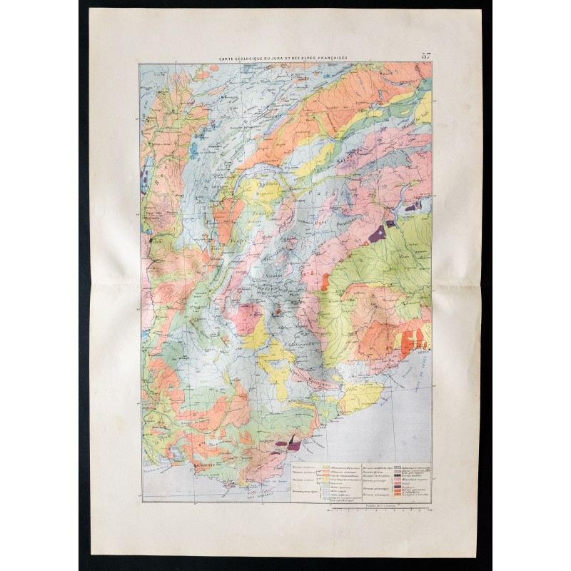 Gravure de 1880 - Géologie du Jura et des Alpes - 1