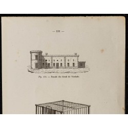 Gravure de 1867 - Château de Virelade & chien enragé - 2