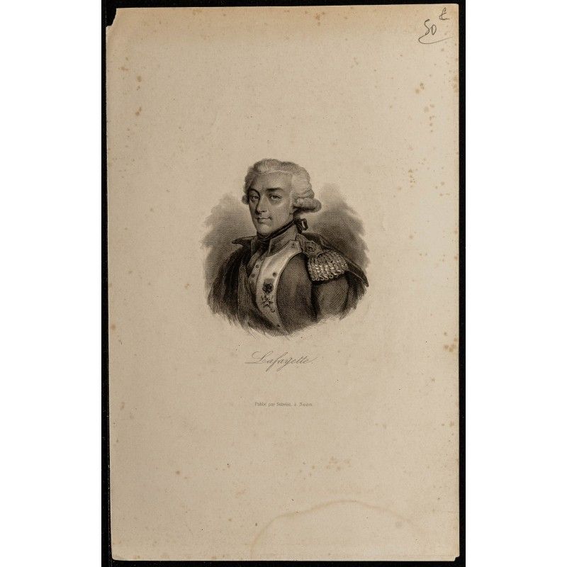 Gravure de 1850ca - Portrait de Lafayette - 1