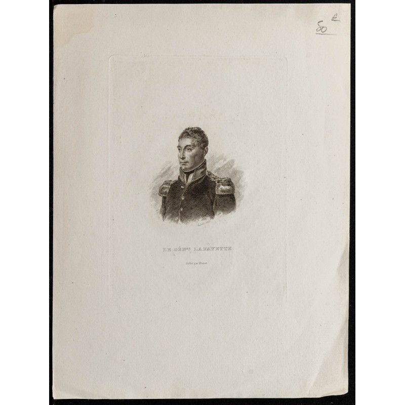 Gravure de 1850ca - Portrait de Lafayette - 1