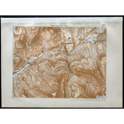Gravure de 1880 - Carte des forts de l'Esseillon - 1