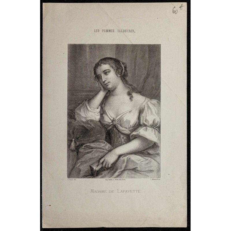 Gravure de 1850ca - Madame de La Fayette - 1